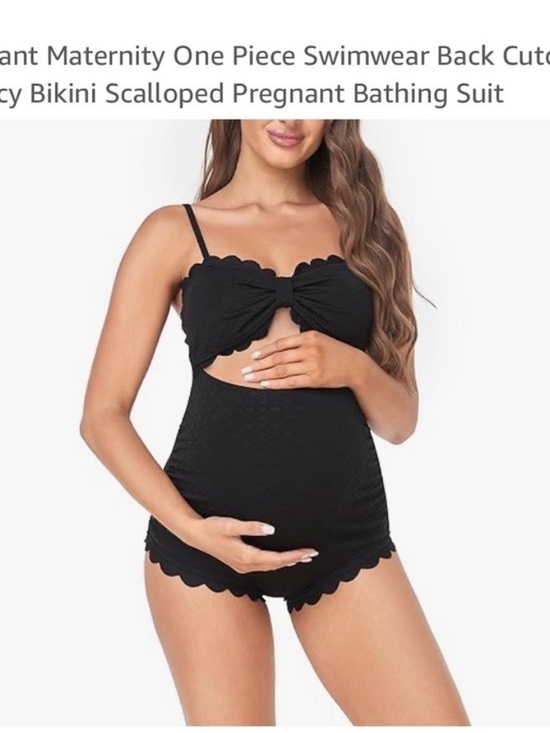 eastelegant Other - Scalloped Maternity One-Piece Swimwear - Black